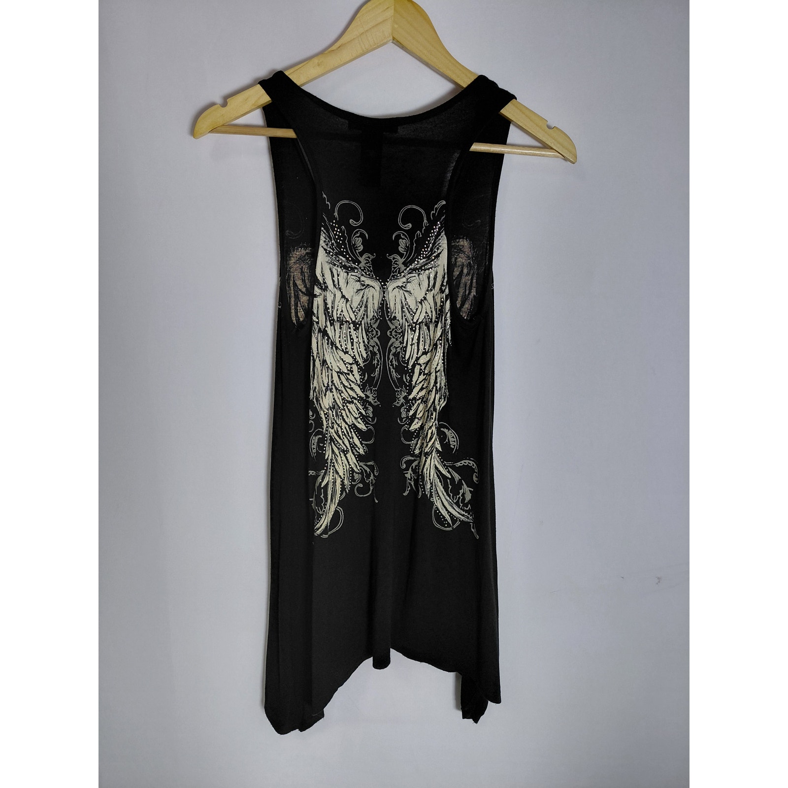 From Los Angeles Style1914 Angel Wings Graphic Tank Top Black Sleeveless Size S